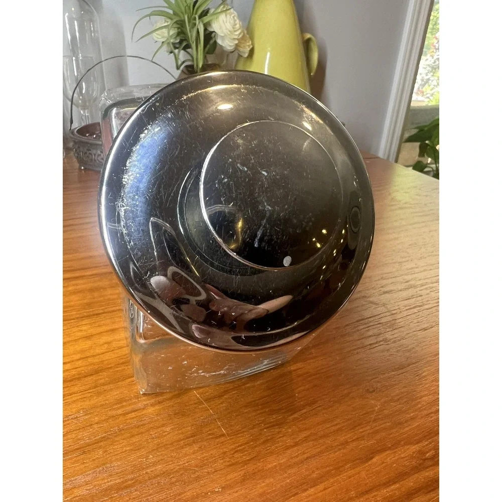 Vintage Hershey's Chocolate Hexagon Glass Candy Cookie Jar w/Chrome Lid